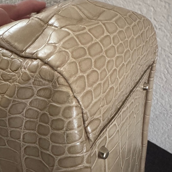 FURLA Crocodile Embossed Beige Tote Bag - Picture 7 of 13